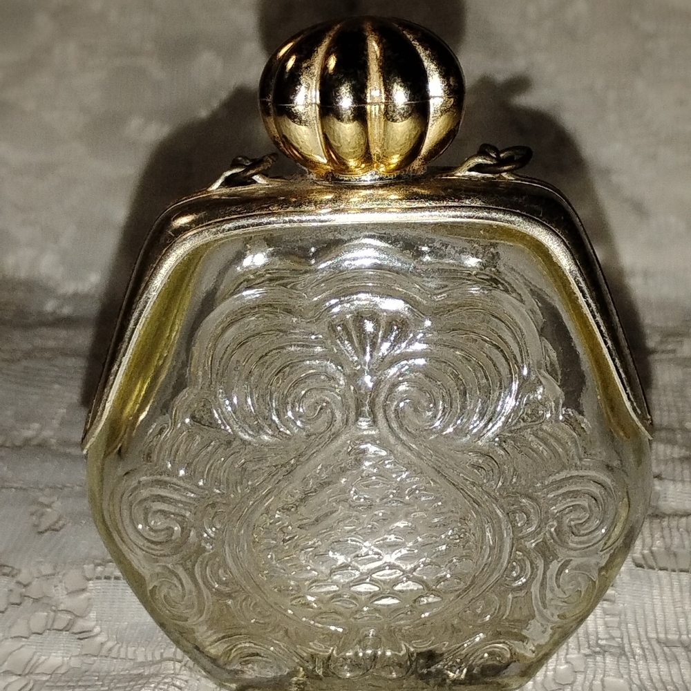 1971 Vintage Avon mini purse perfume bottle decorated glass collectable